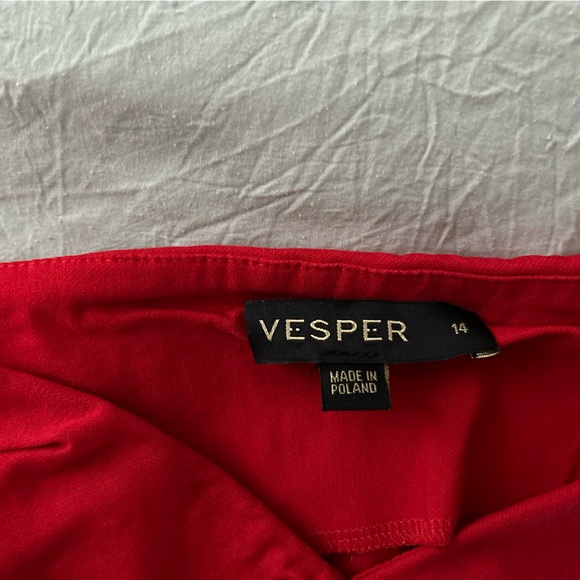 Vesper red ruffle top. Size: US 10, but fits like US 8. - Picture 2 of 3